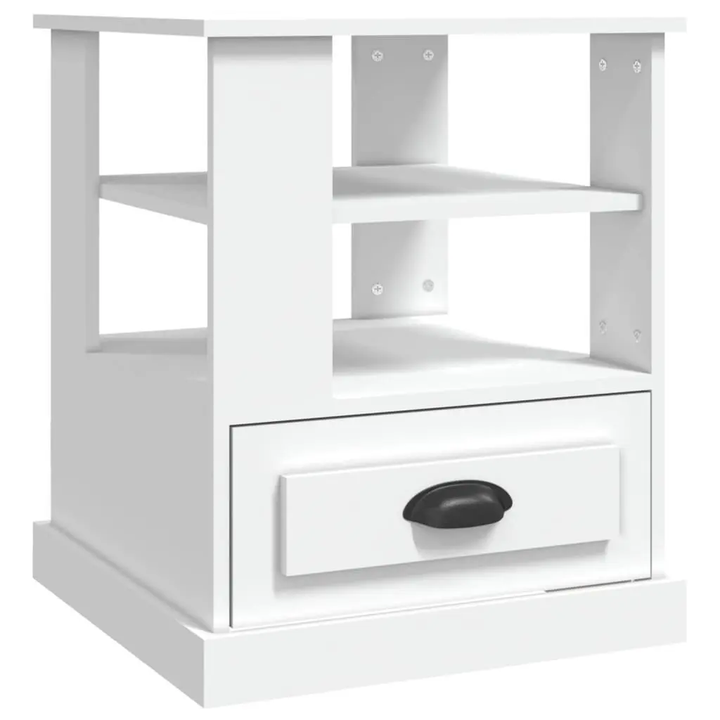 Side Table White 50x50x60 cm Storage End Table Accent Furniture Living Room