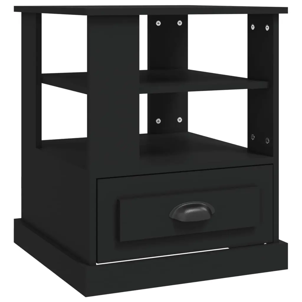 Accent Table Black Engineered Wood 50x50x60cm Storage Feature Home Decor