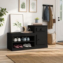 Shoe Cabinet Black 100x42x60 cm Storage Organiser Engineered Wood Cupboard