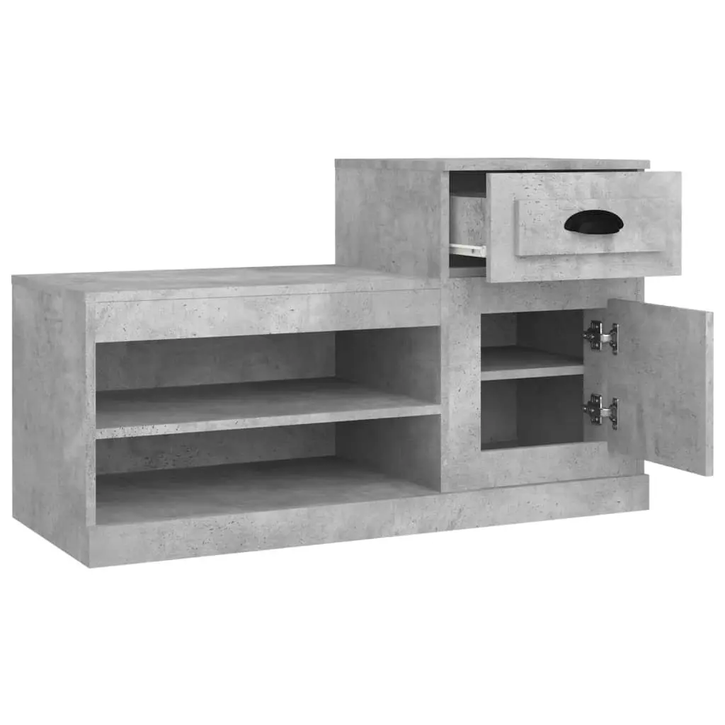 Shoe Cabinet Grey Engineered Wood 100x42x60cm Two-Tier Storage Organiser
