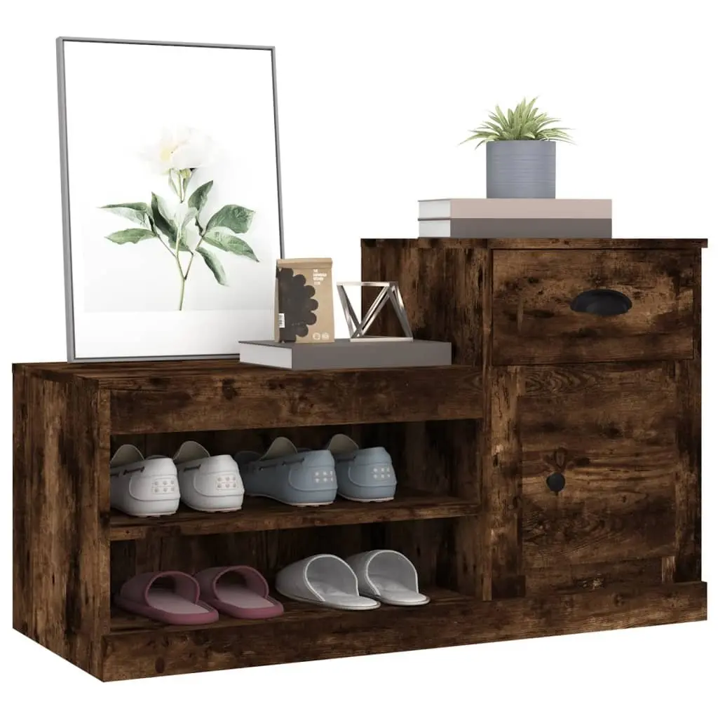 Shoe Cabinet Brown Engineered Wood Storage Organiser Cupboard 100x42x60 cm
