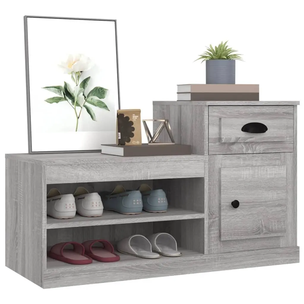 Shoe Cabinet Grey 100x42x60cm Engineered Wood Storage Organiser