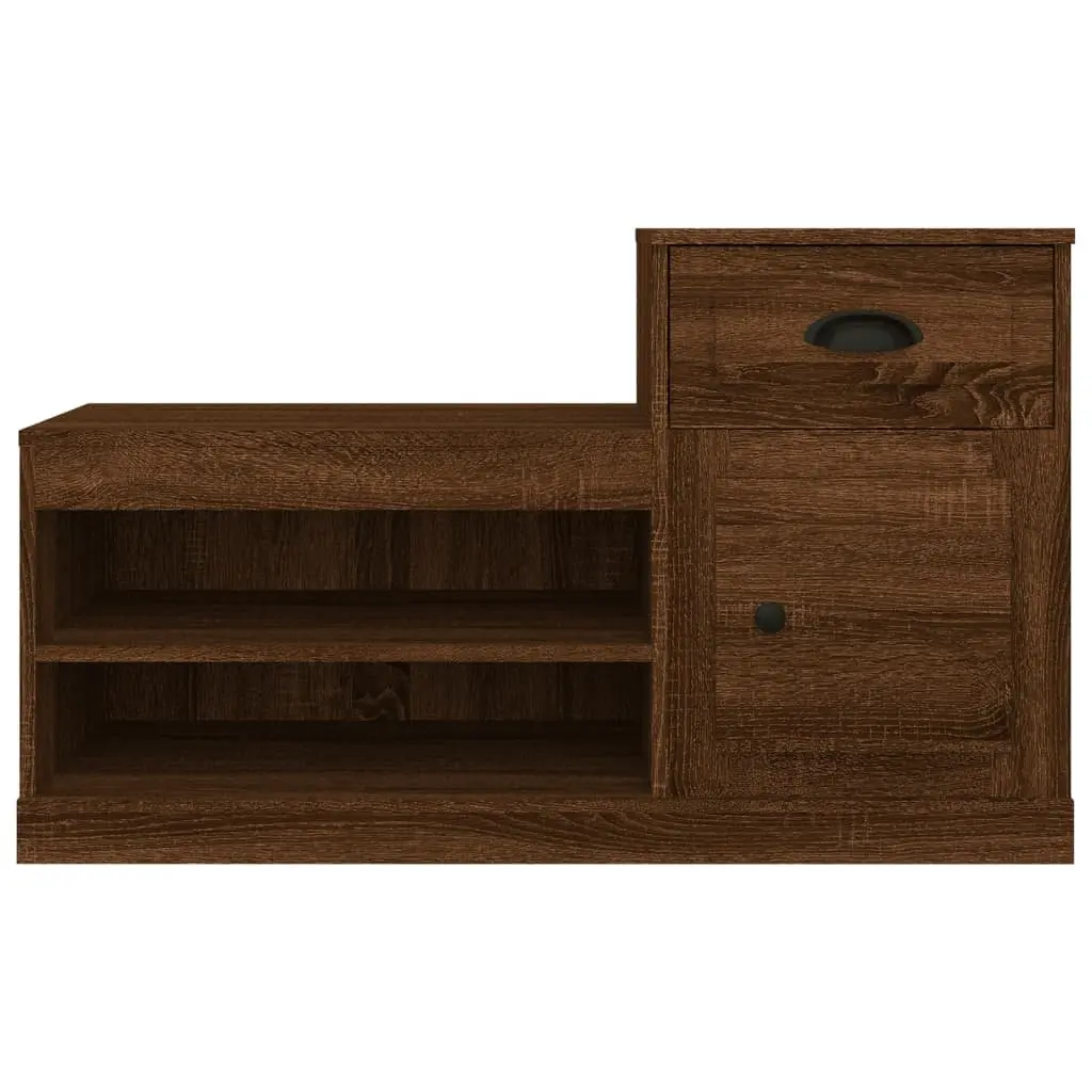 Shoe Cabinet Brown Oak Engineered Wood Two Tier Storage Organiser 100x42x60cm