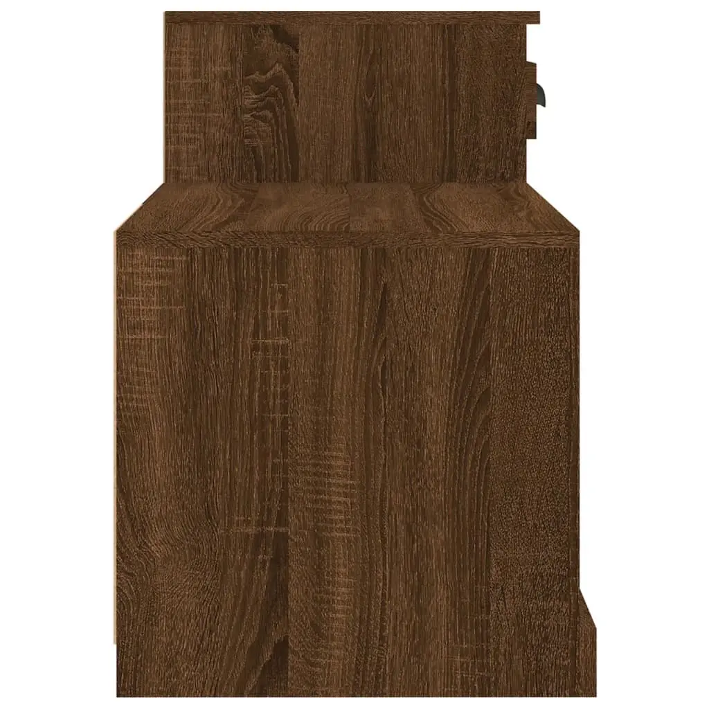Shoe Cabinet Brown Oak Engineered Wood Two Tier Storage Organiser 100x42x60cm