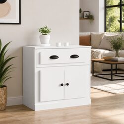 White High Gloss Sideboard Storage Cabinet Engineered Wood Furniture