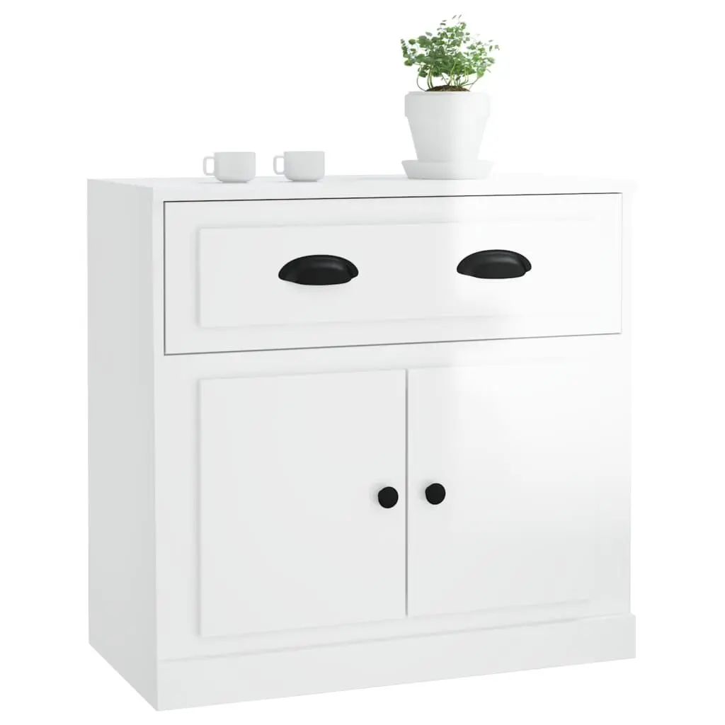 Sideboard White Engineered Wood Ample Storage Cabinet