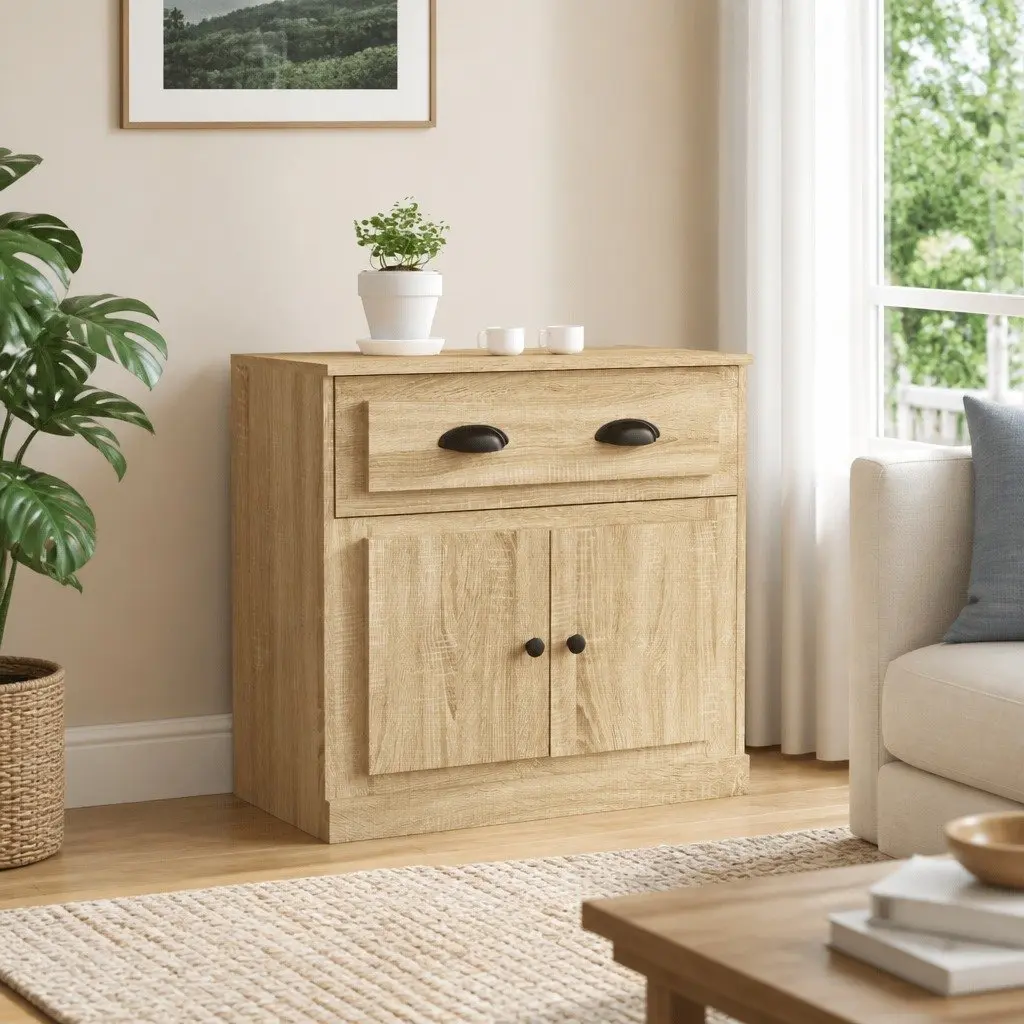 Sideboard Brown 70cm Engineered Wood Storage Cabinet Living Room Buffet