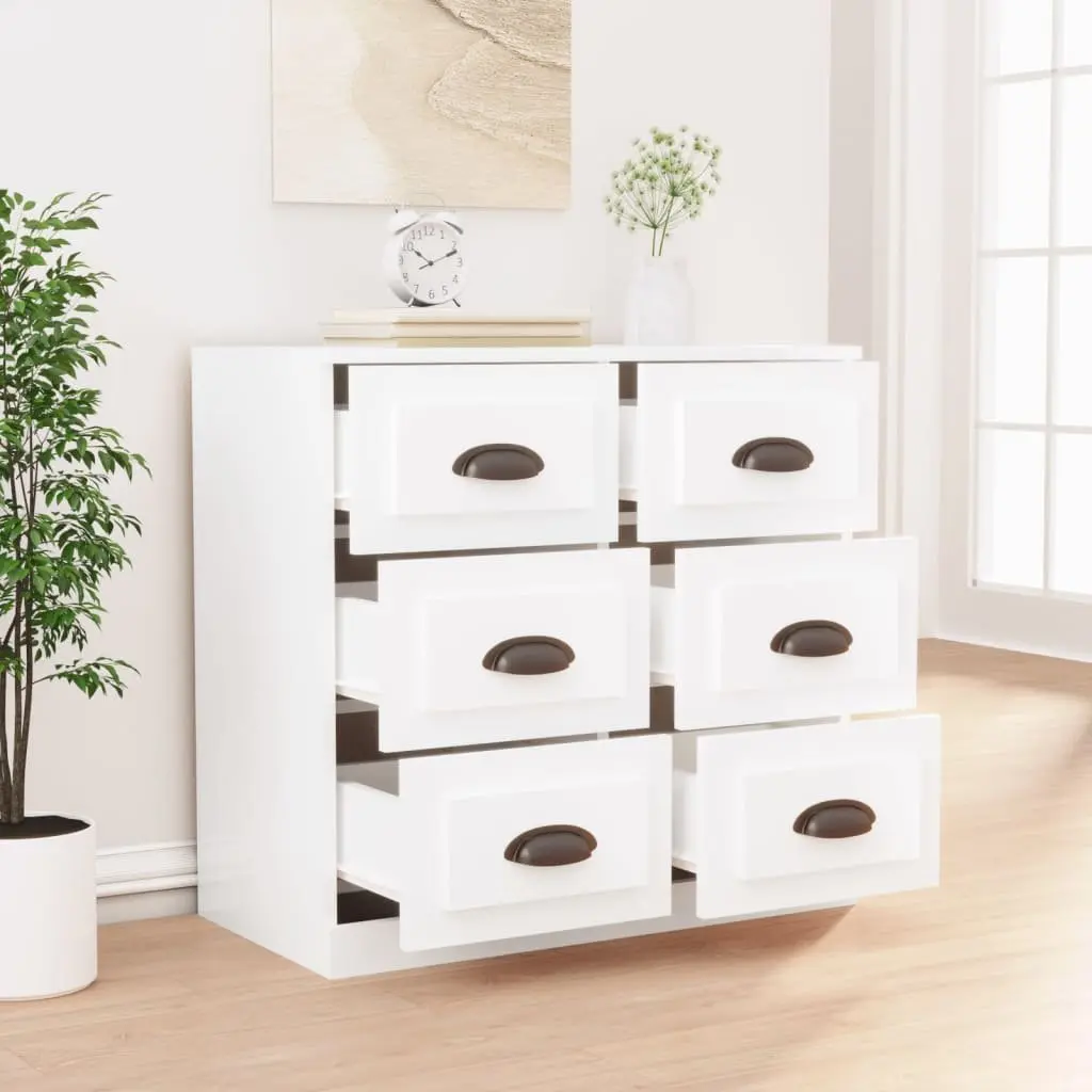 Sideboard White Engineered Wood Storage Cabinet Living Room Furniture