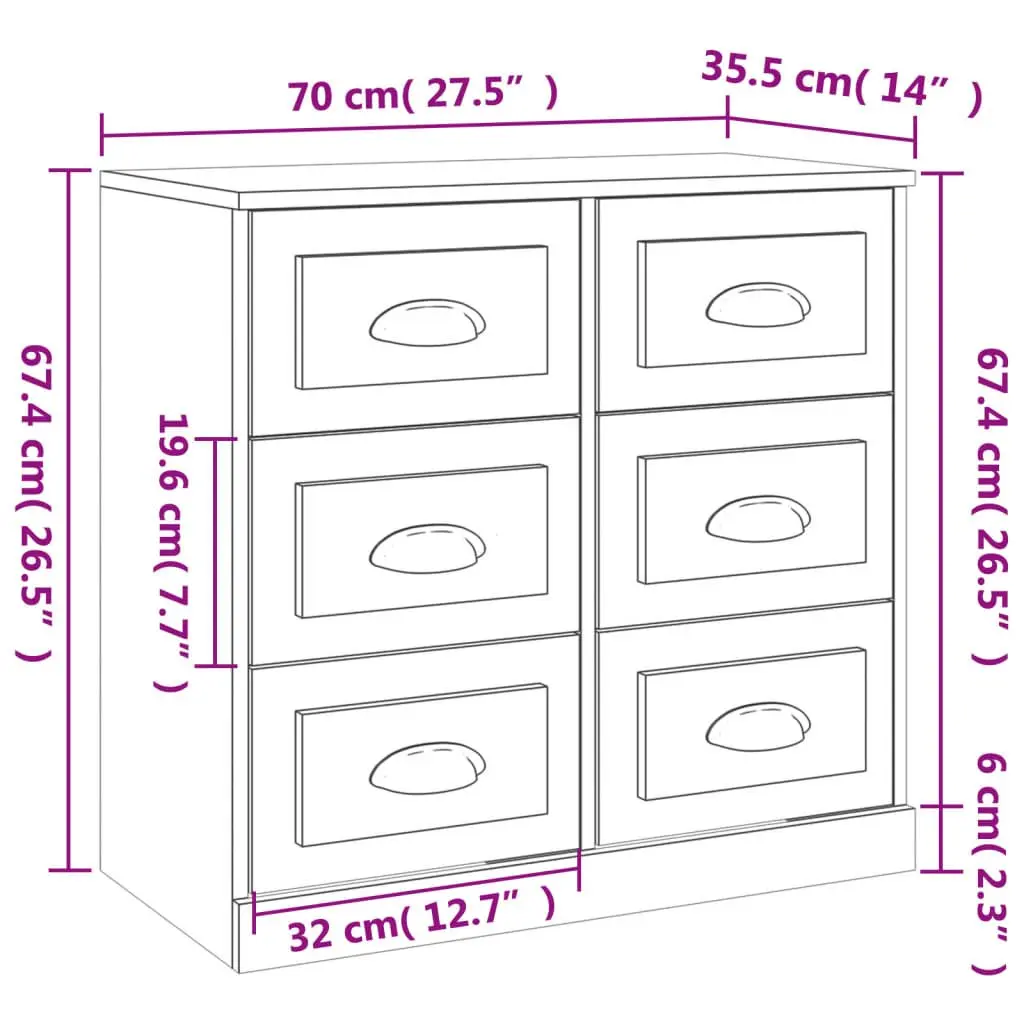 Sideboard White Engineered Wood Storage Cabinet Living Room Furniture