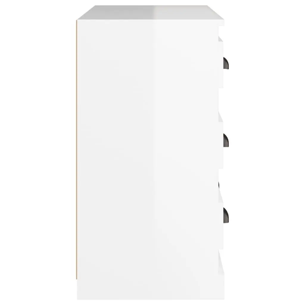 Sideboard White 70cm Engineered Wood High Gloss Storage Cabinet