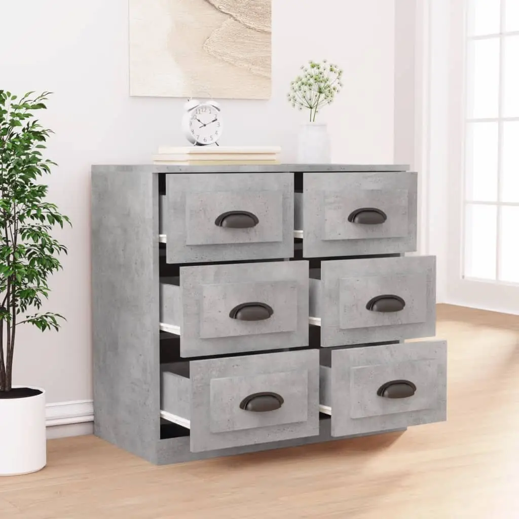 Sideboard Grey Engineered Wood 70x35.5x67.5cm Spacious Storage Cabinet