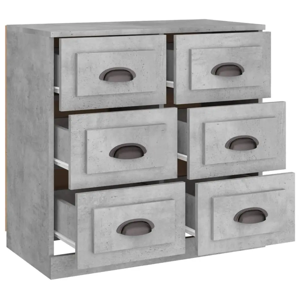 Sideboard Grey Engineered Wood 70x35.5x67.5cm Spacious Storage Cabinet