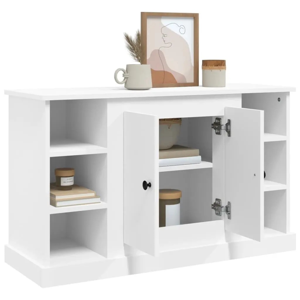 White Engineered Wood Sideboard Storage Cabinet 100x35.5x60cm Moisture Resistant Buffet
