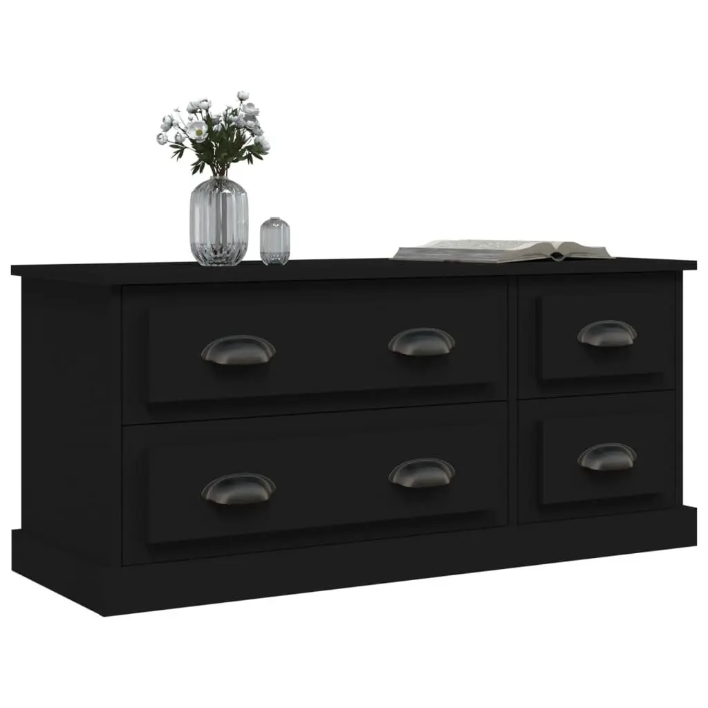 TV Cabinet Black 100x35.5x45 cm with 4 Drawers Storage Unit