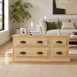 Compact TV Cabinet - Engineered Wood with 4 Drawers