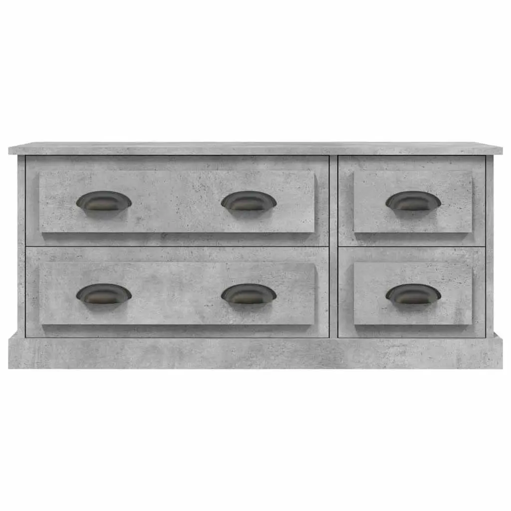 Media Unit Grey Engineered Wood Storage Cabinet 4 Drawers Display Stand