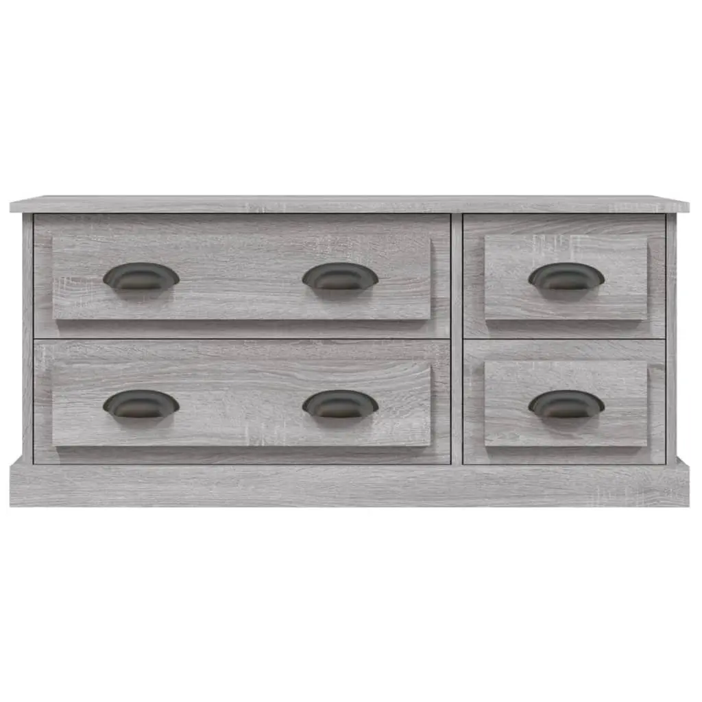 TV Cabinet Grey 100x35.5x45cm Engineered Wood Media Storage Unit with 4 Drawers