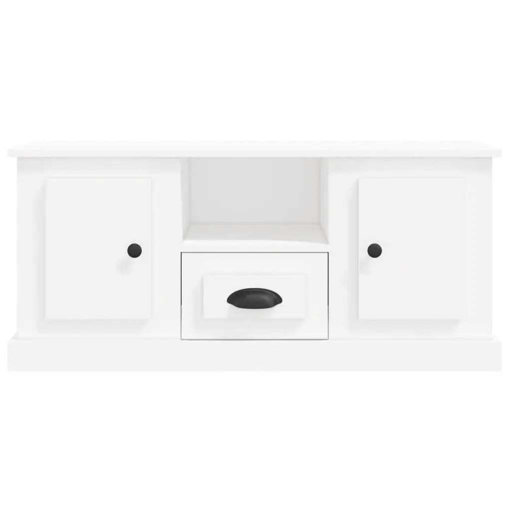 TV Cabinet White Engineered Wood Storage Unit Living Room Furniture Stand Decor