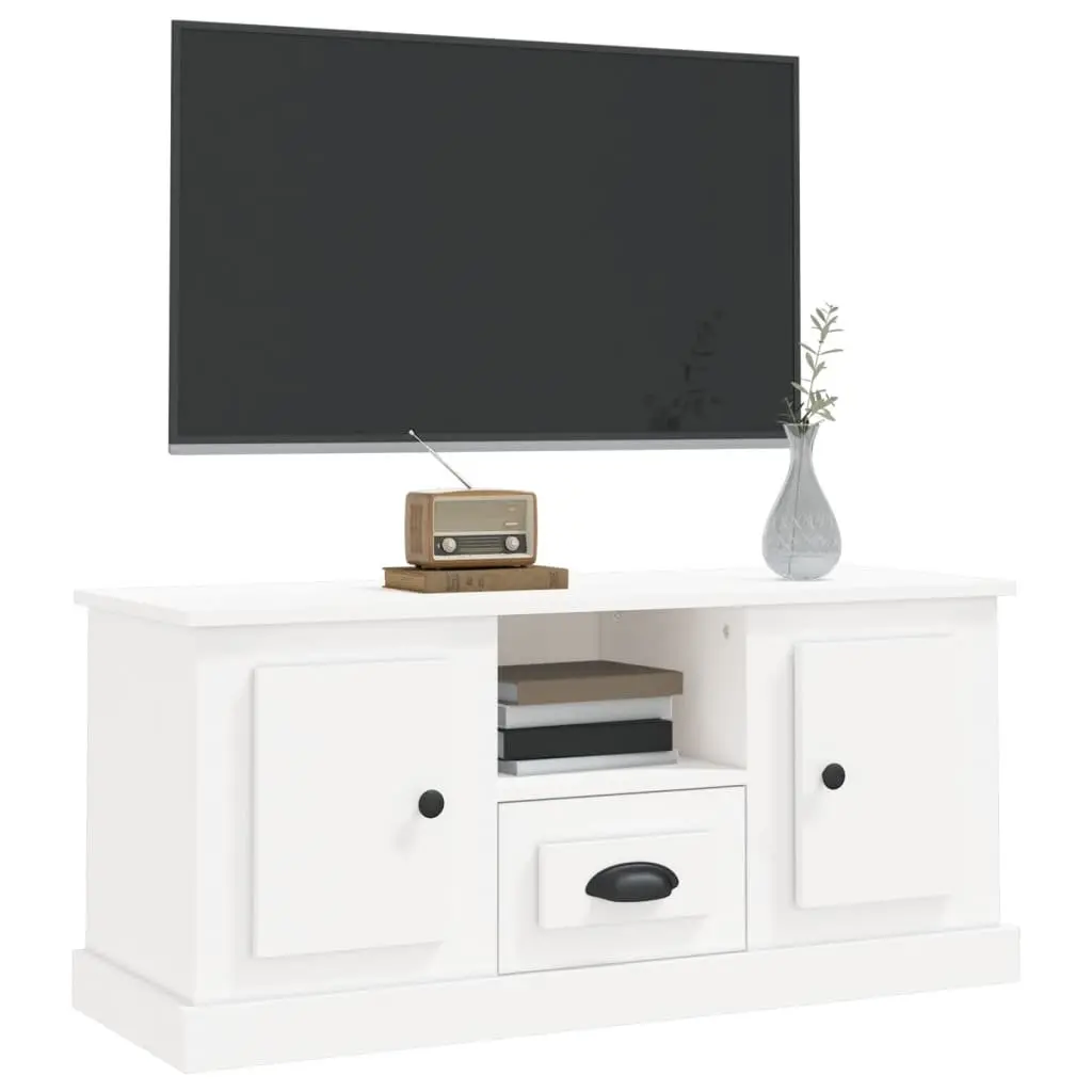 TV Cabinet White Engineered Wood Storage Unit Living Room Furniture Stand Decor