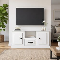 High Gloss White TV Cabinet with Ample Storage