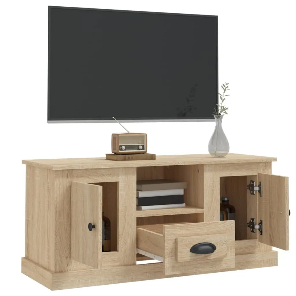 TV Cabinet Sonoma Oak Brown Engineered Wood Storage Unit 100x35.5x45cm