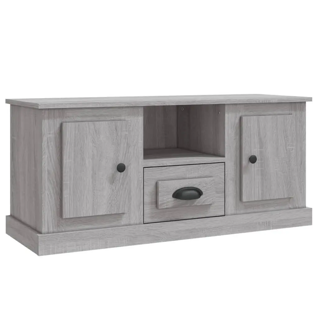 TV Cabinet Grey Engineered Wood Storage Unit Living Room Display Stand Furniture