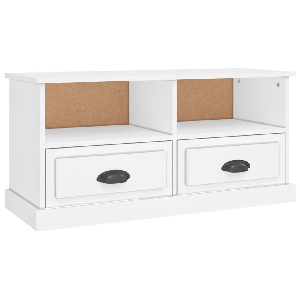 TV Cabinet White Storage Unit with Drawers and Open Compartments Living Room