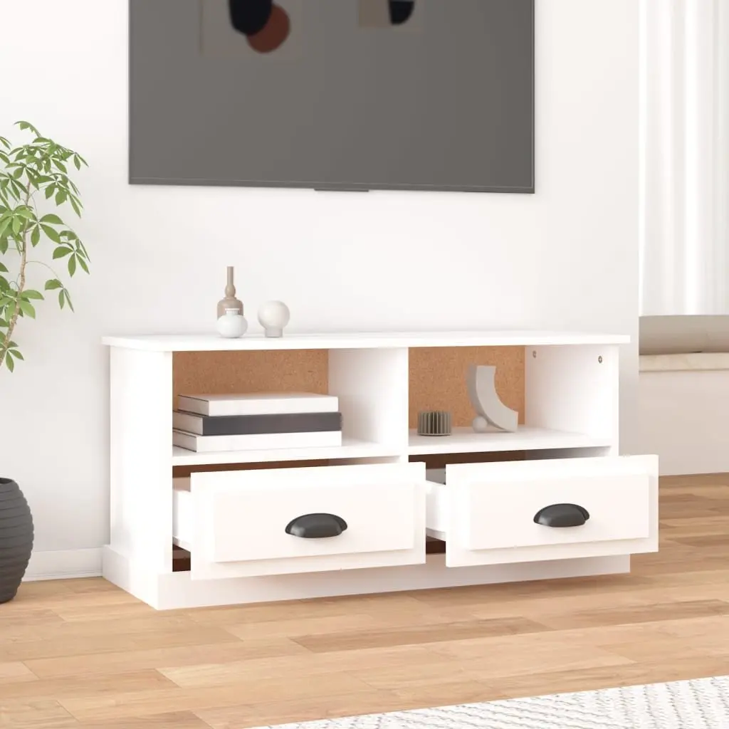 TV Cabinet White Storage Unit with Drawers and Open Compartments Living Room