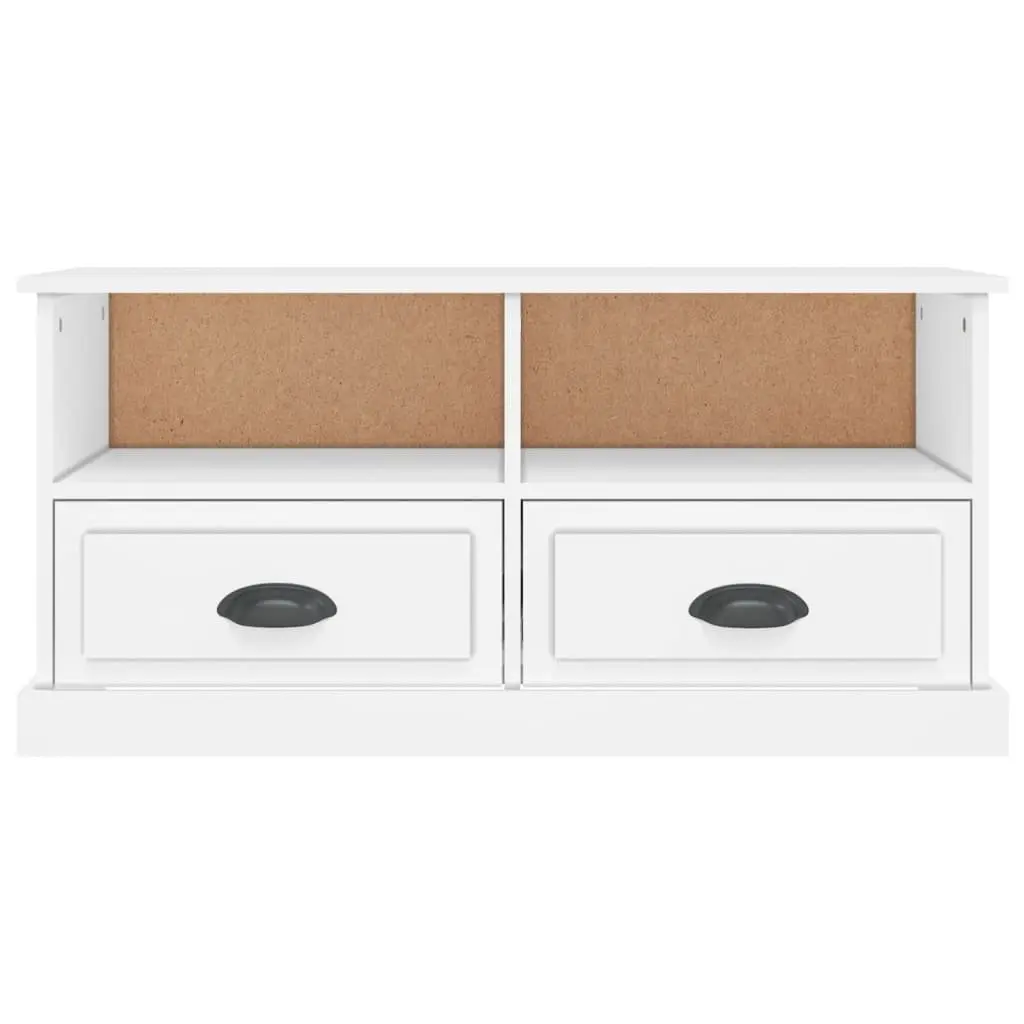 TV Cabinet White Storage Unit with Drawers and Open Compartments Living Room