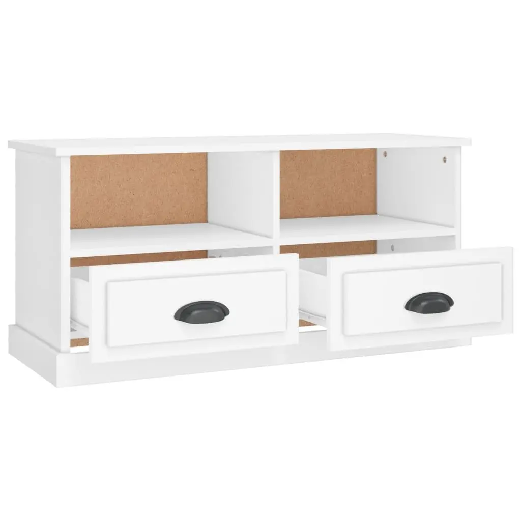 TV Cabinet White Storage Unit with Drawers and Open Compartments Living Room