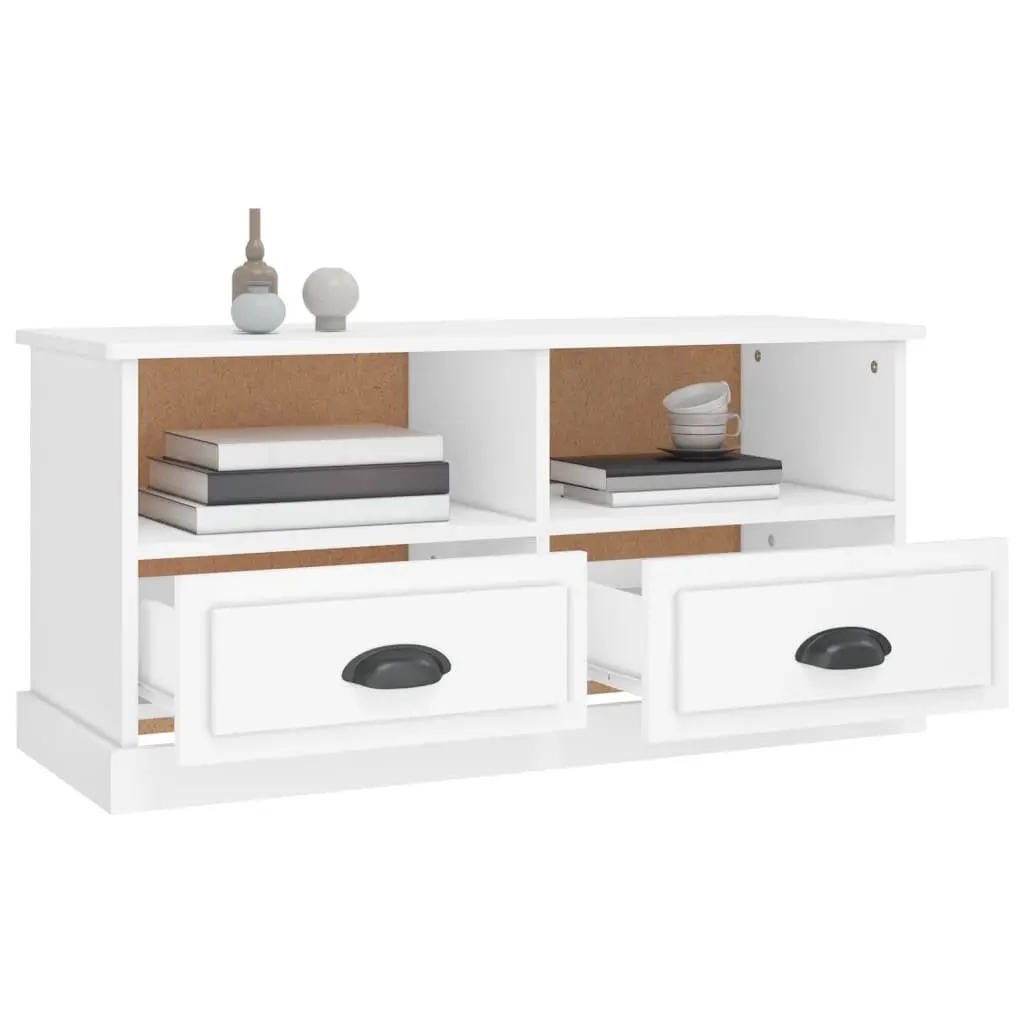 TV Cabinet White Storage Unit with Drawers and Open Compartments Living Room