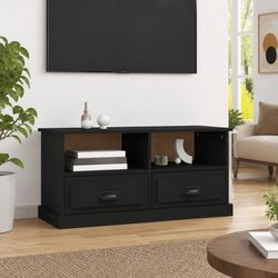 Compact Black TV Cabinet with Smart Storage Solutions