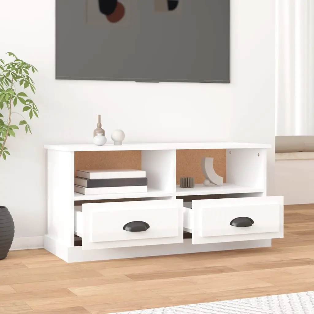 High Gloss White TV Cabinet with Ample Storage