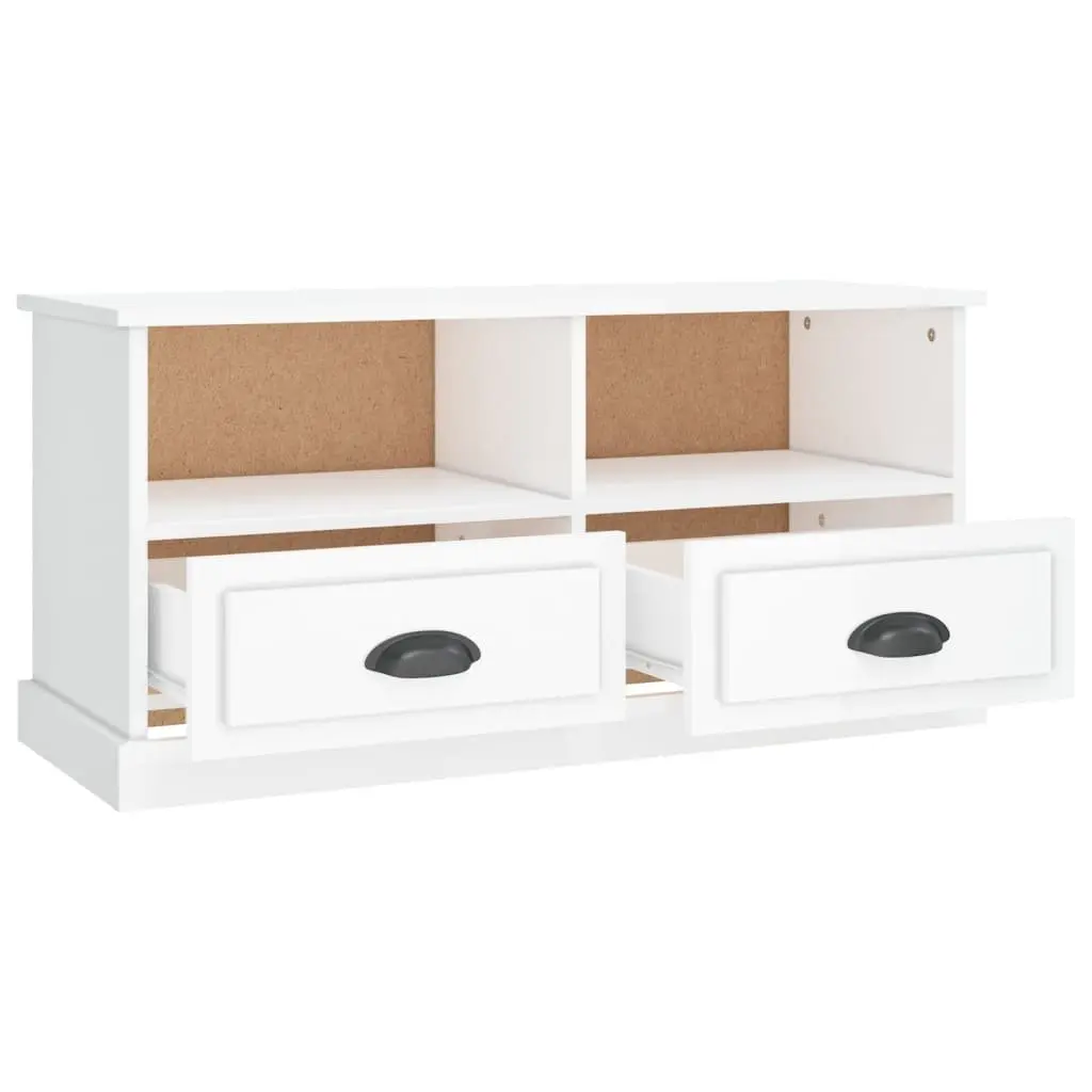 High Gloss White TV Cabinet with Ample Storage