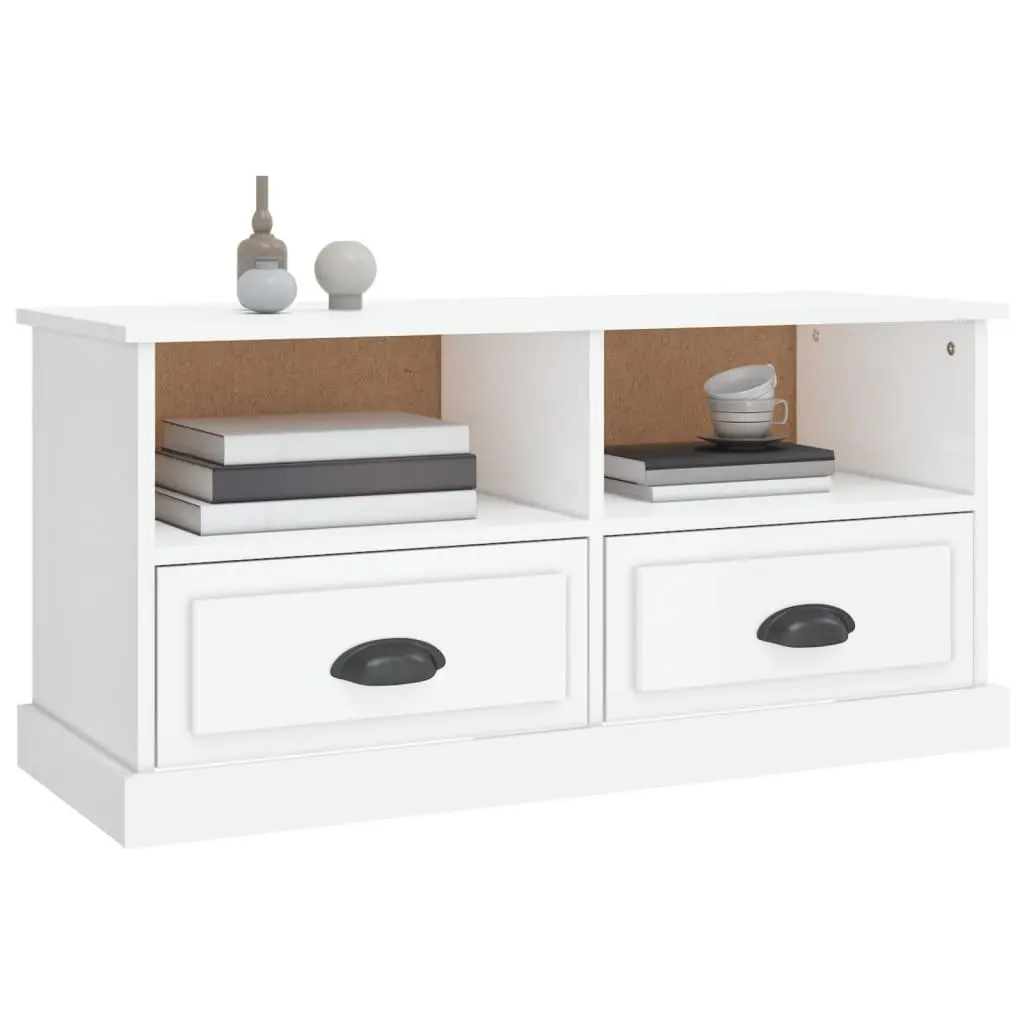 High Gloss White TV Cabinet with Ample Storage