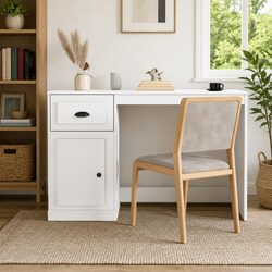 Compact White Desk for Effortless Organization 115x50x75cm