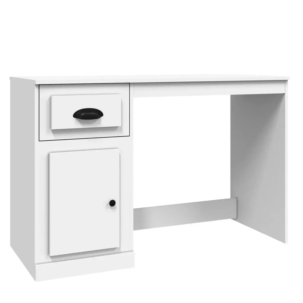 White Desk 115x50x75cm with Drawer Storage Compartment for Study Office Workspace