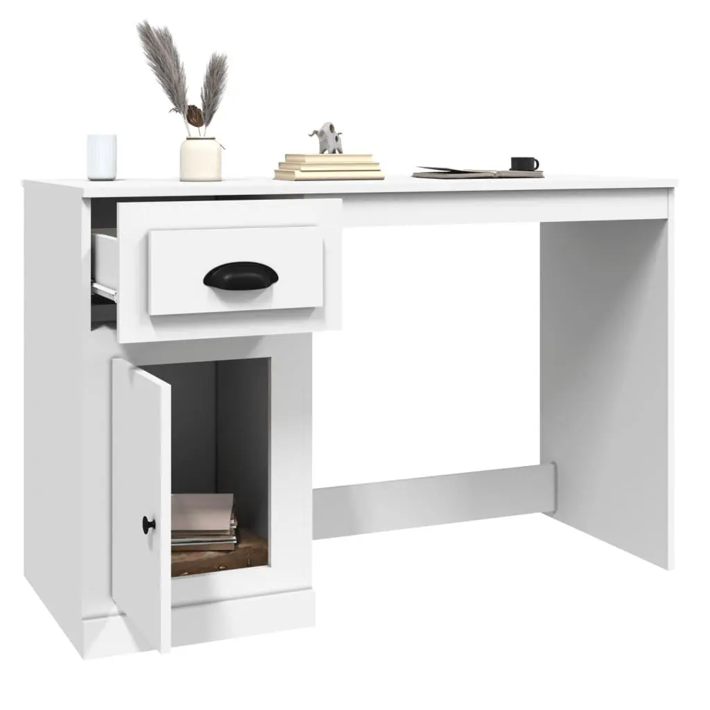 White Desk 115x50x75cm with Drawer Storage Compartment for Study Office Workspace