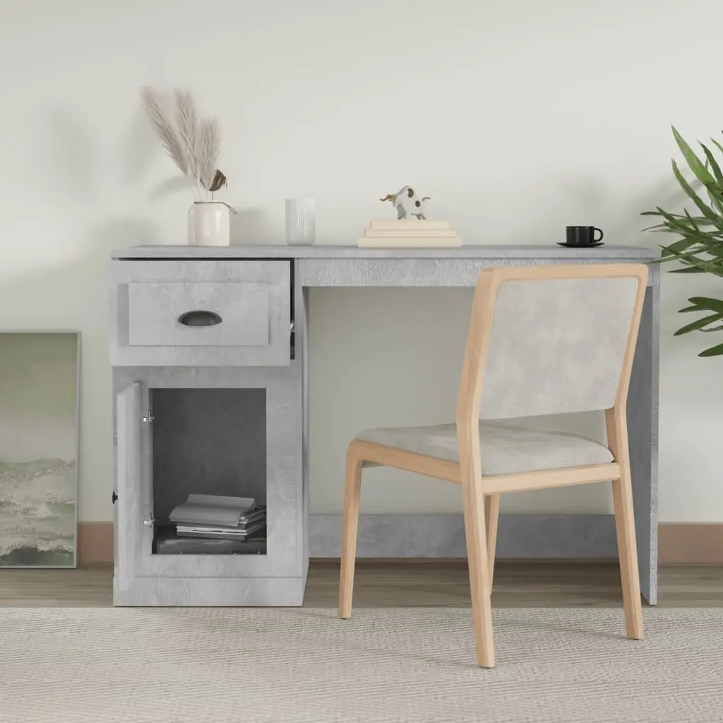 Office Desk Grey 115x50x75cm Modern with Drawer Storage Compartment