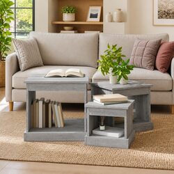 3 Piece Coffee Table Set in Grey