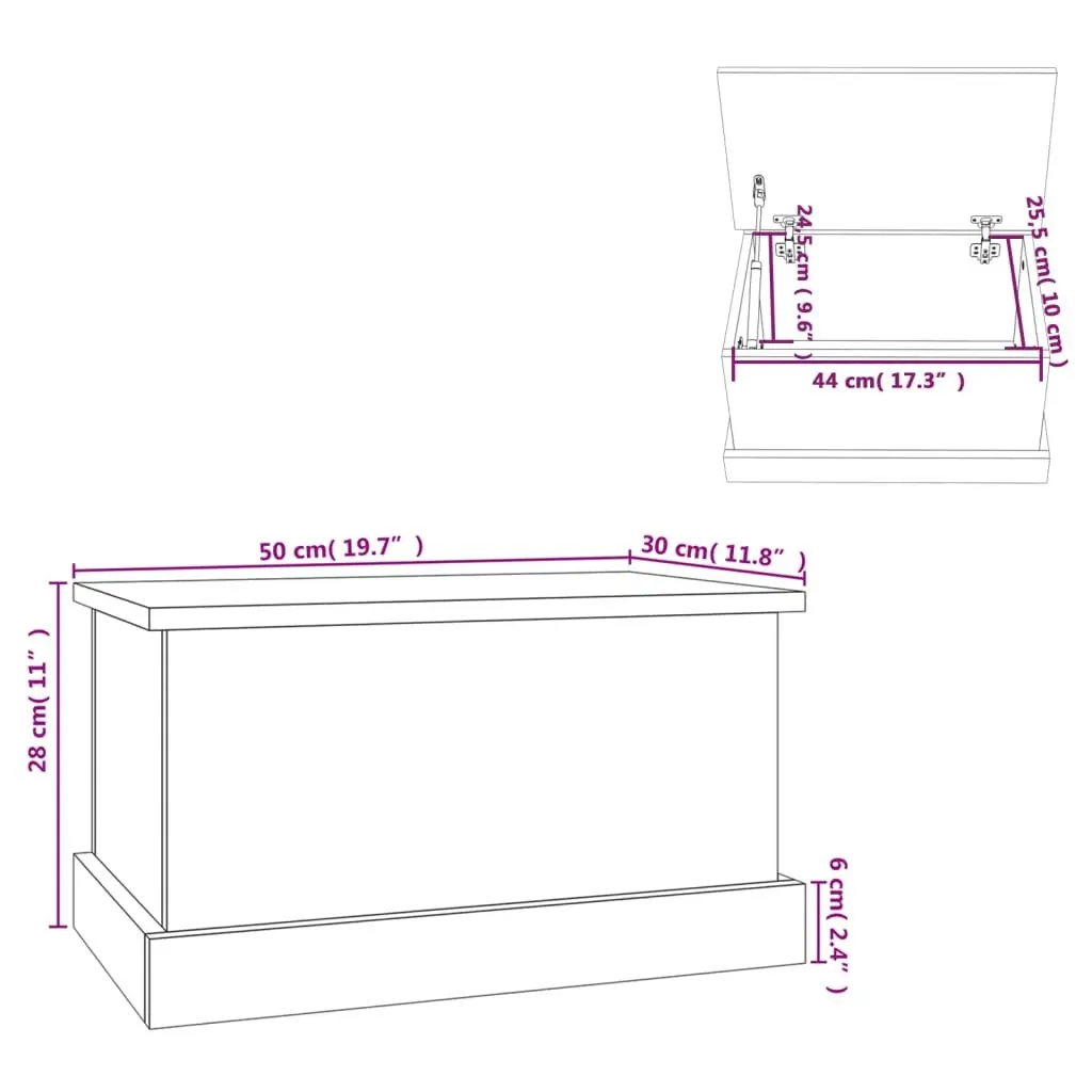 Storage Box White 50x30x28 cm Engineered Wood Chest Organiser