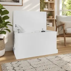 Sturdy White Engineered Wood Storage Box
