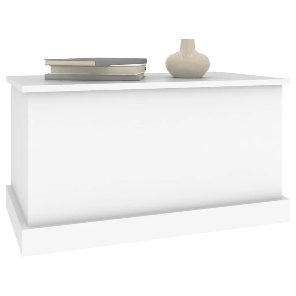 Storage Box White Engineered Wood Hinged Lid Organizer Chest 70 x 40 x 38 cm