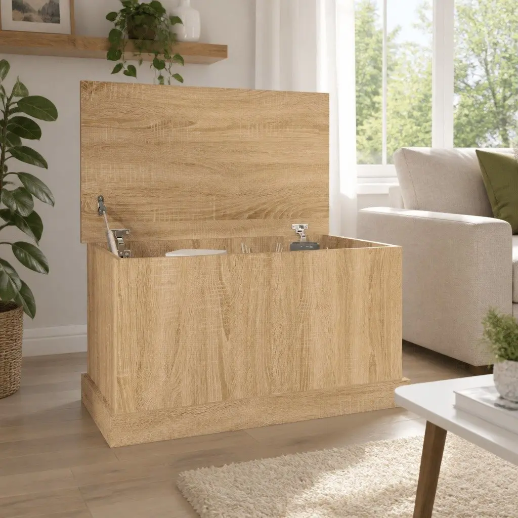 Storage Chest Box Brown Engineered Wood 70x40x38cm Lift-up Lid Moisture Resistant