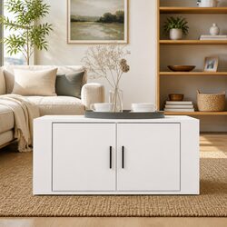 Compact White Coffee Table with Storage Solutions