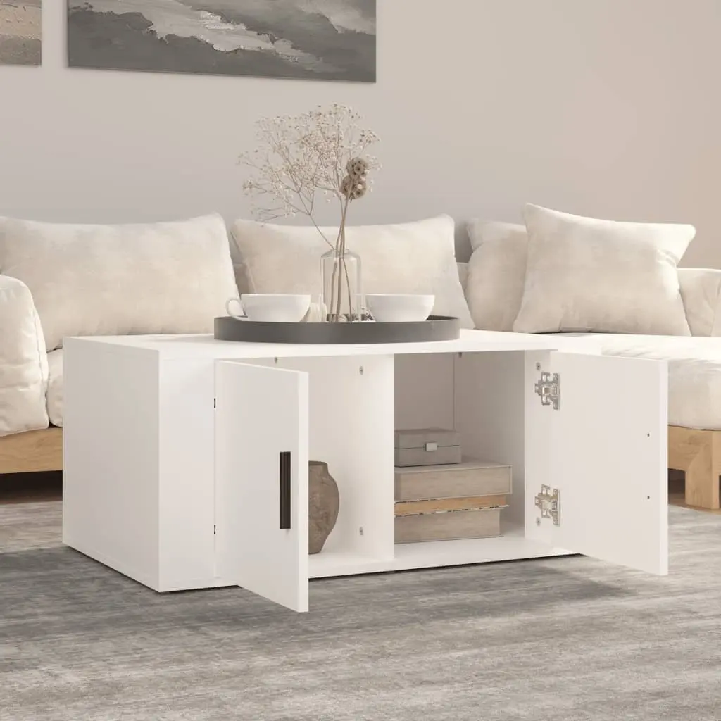 Coffee Table with Storage Compartments White 80x50x36cm Engineered Wood for Living Room