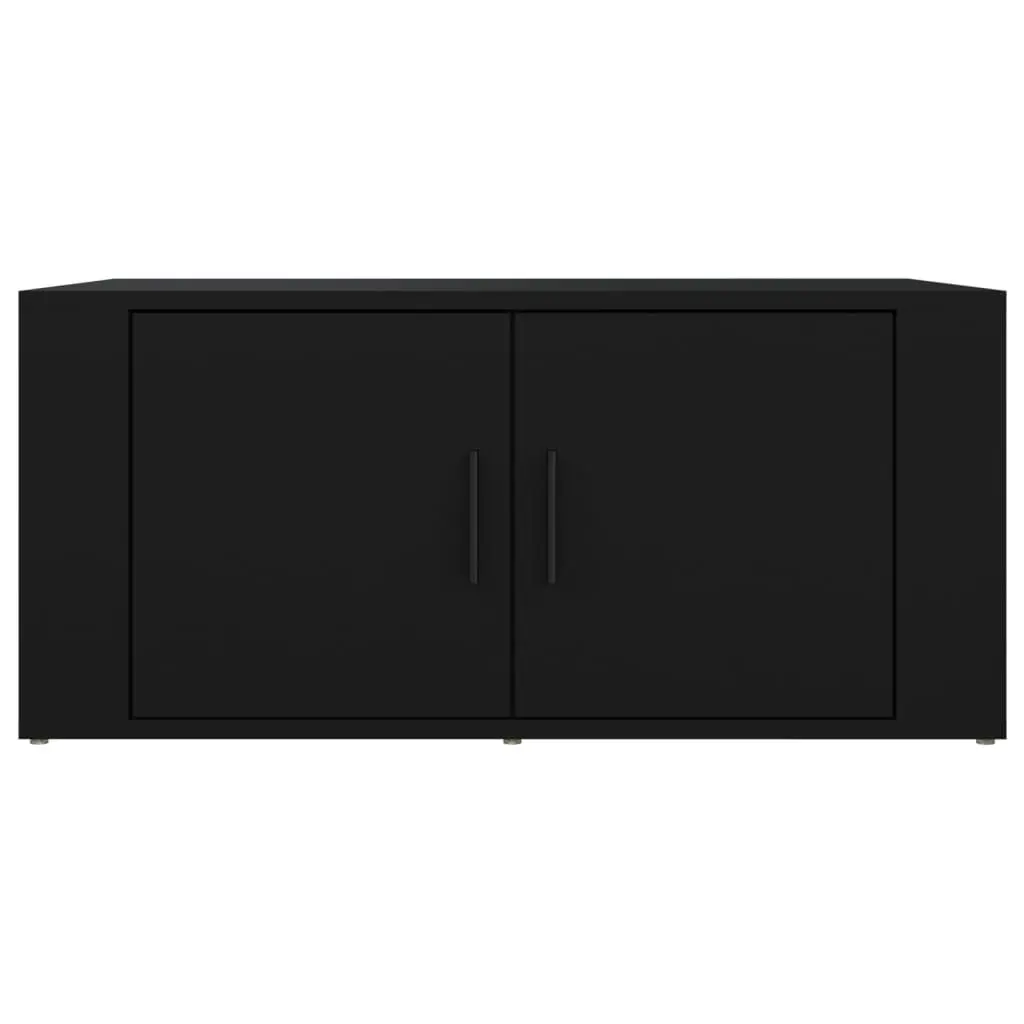 Coffee Table Black Engineered Wood 2 Storage Compartments Durable Surface