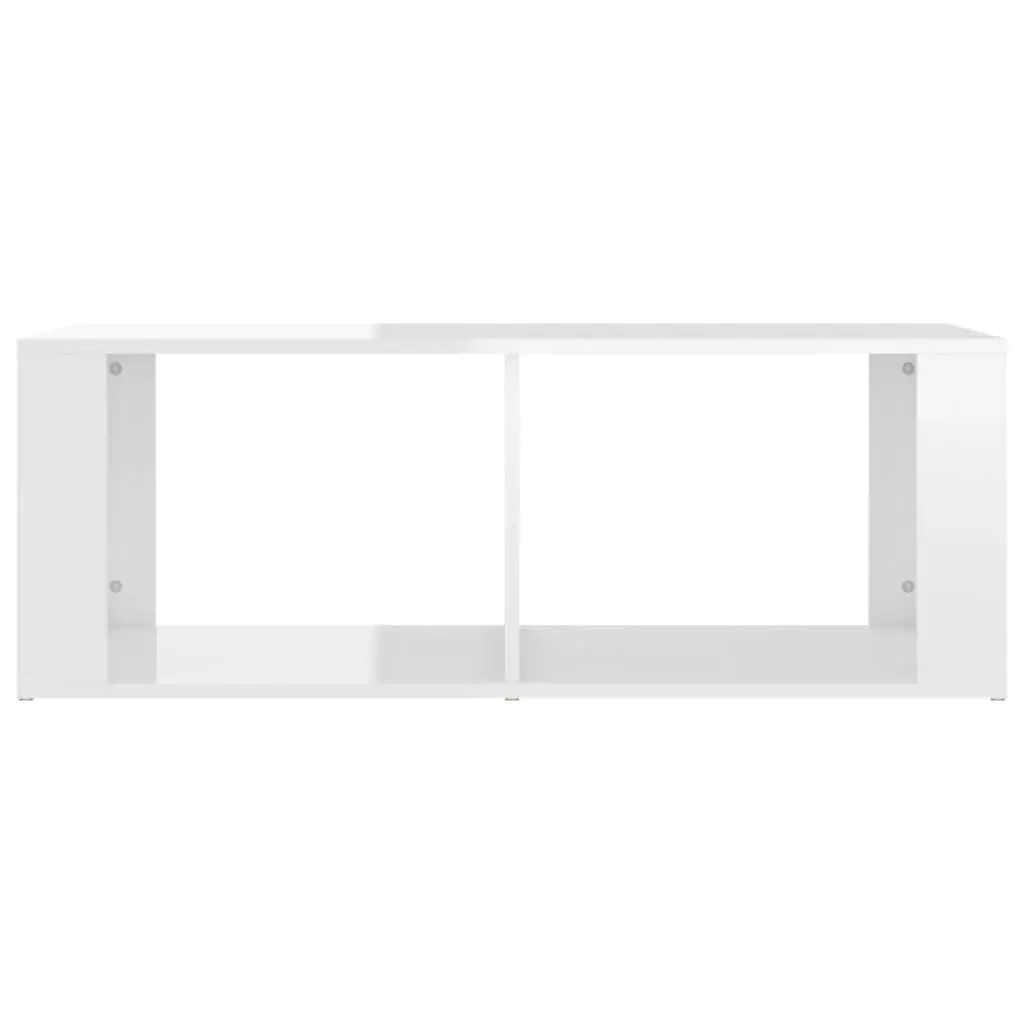 Coffee Table White 100x50x36cm Modern High Gloss Engineered Wood with 2 Storage Shelves