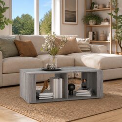 Grey Coffee Table 100x50x36 cm with Two Shelves
