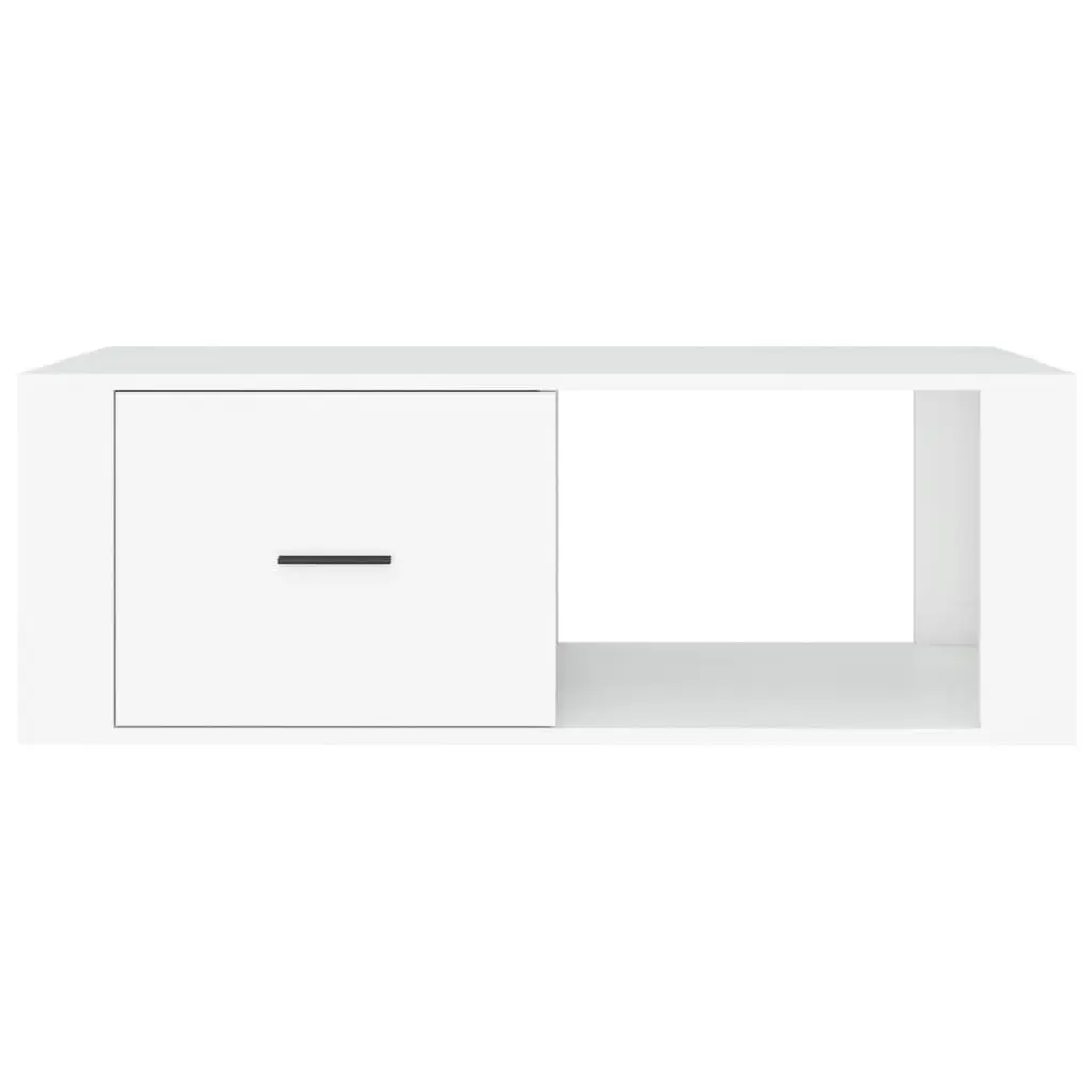 Coffee Table White 100x50.5x35 cm with Drawer and Open Compartment